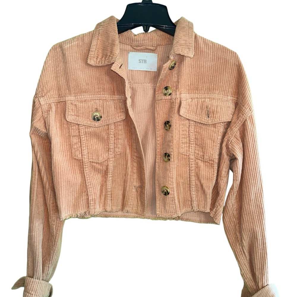 Tan/Peach Cropped Jean Jacket